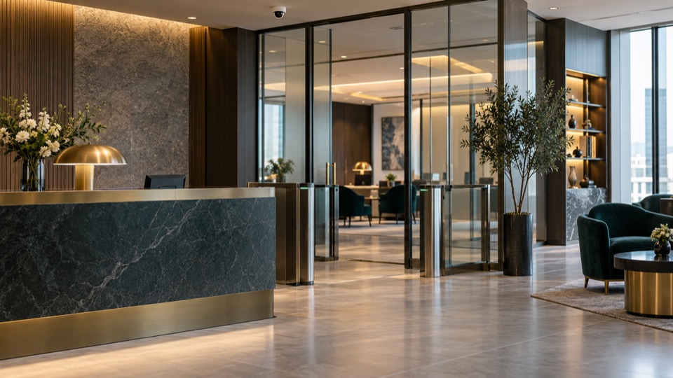 Controlled access entrance with premium turnstiles